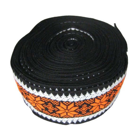 NEW Trim Edging Seam Size 2 in Wide 16 Yards Long Polyester Floral Orange Black - Picture 2 of 7